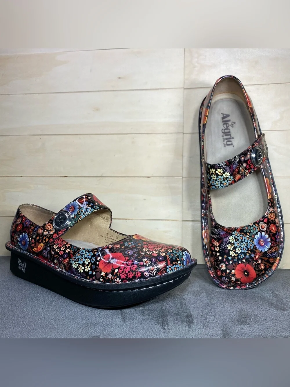 Alegria Paloma Mary Jane Floral Black Women's Size 10 Shoes EU40 Patent Leather - Picture 11 of 11